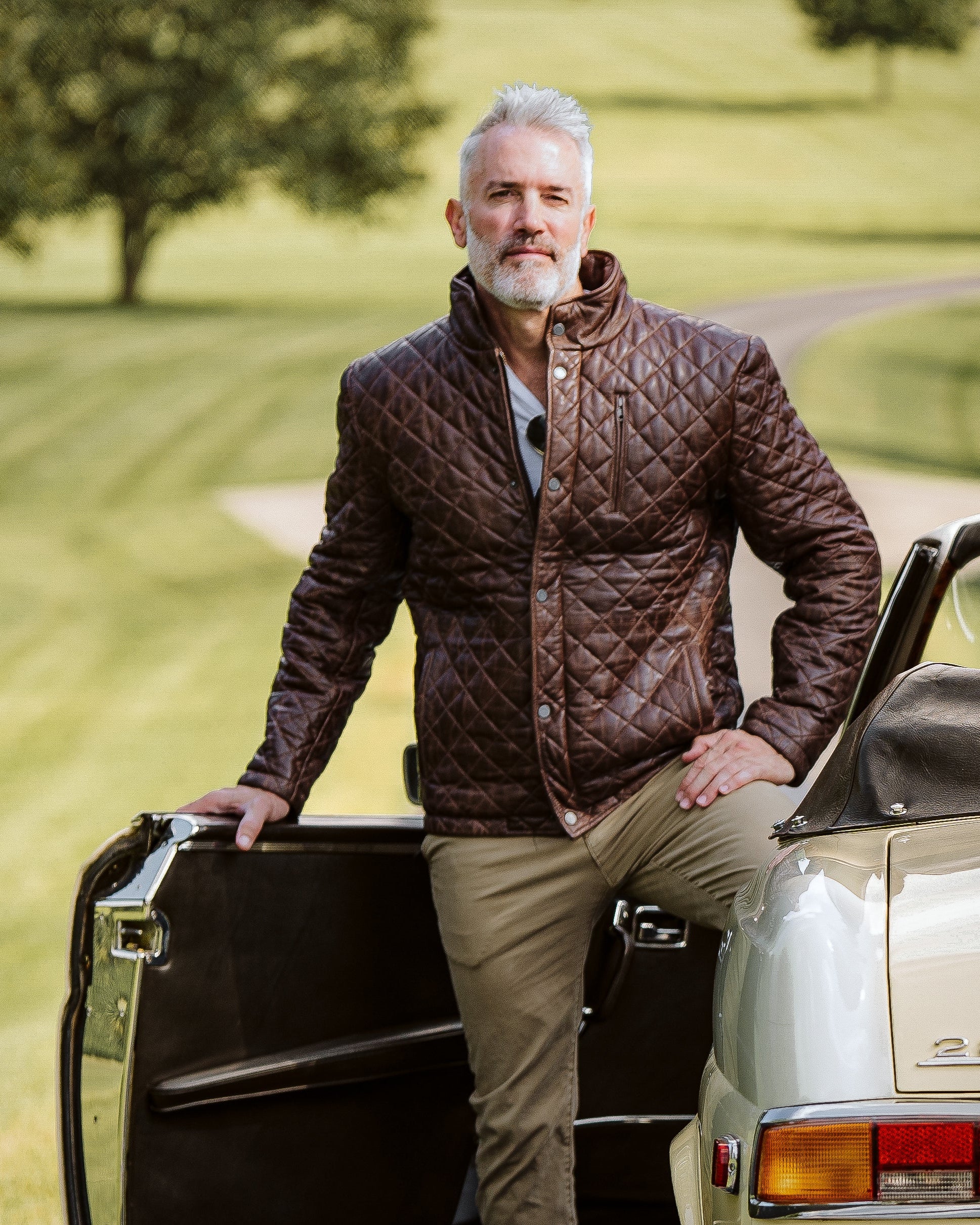 Mens Leather Quilted Jacket - Jack Andrews Leather