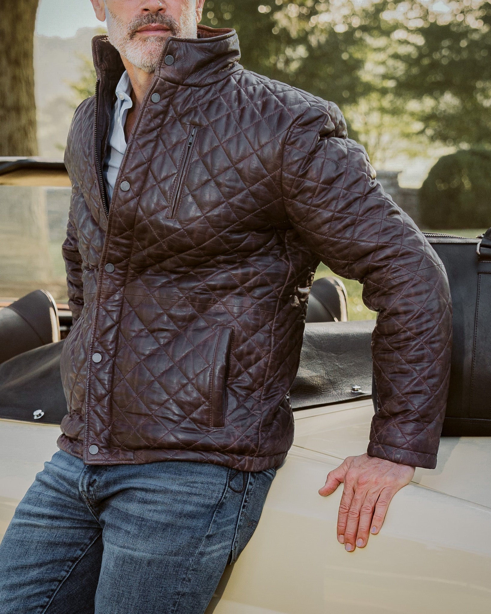Quilted Leather Driving Jacket