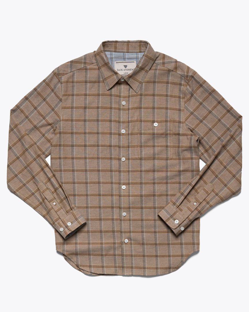 Full front view of Windsor Men's Cotton Dress Shirt in timber pane design