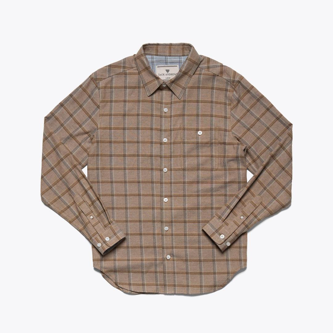 Full front view of Windsor Men's Cotton Dress Shirt in timber pane design