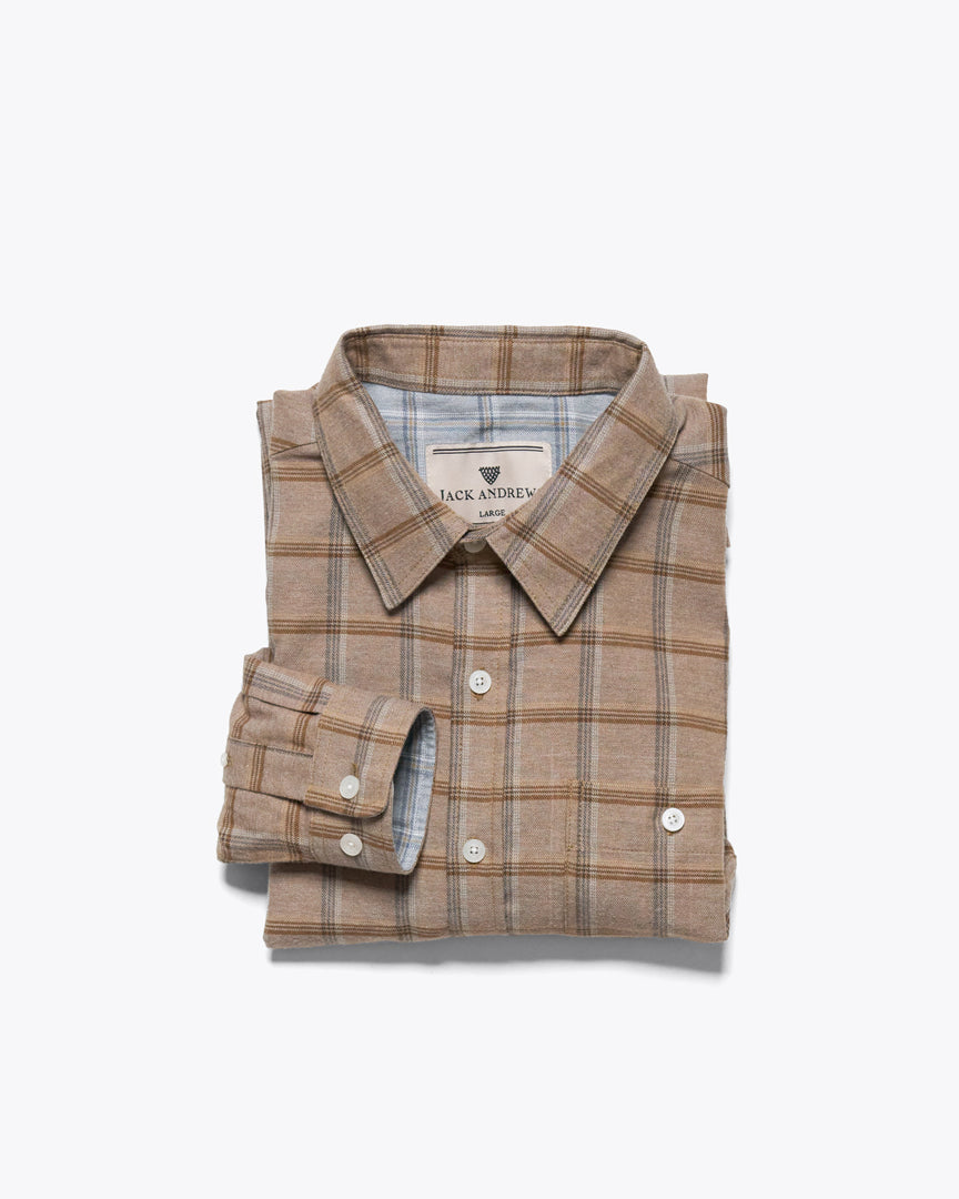 Folded Windsor Men's Cotton Dress Shirt in timber pane design