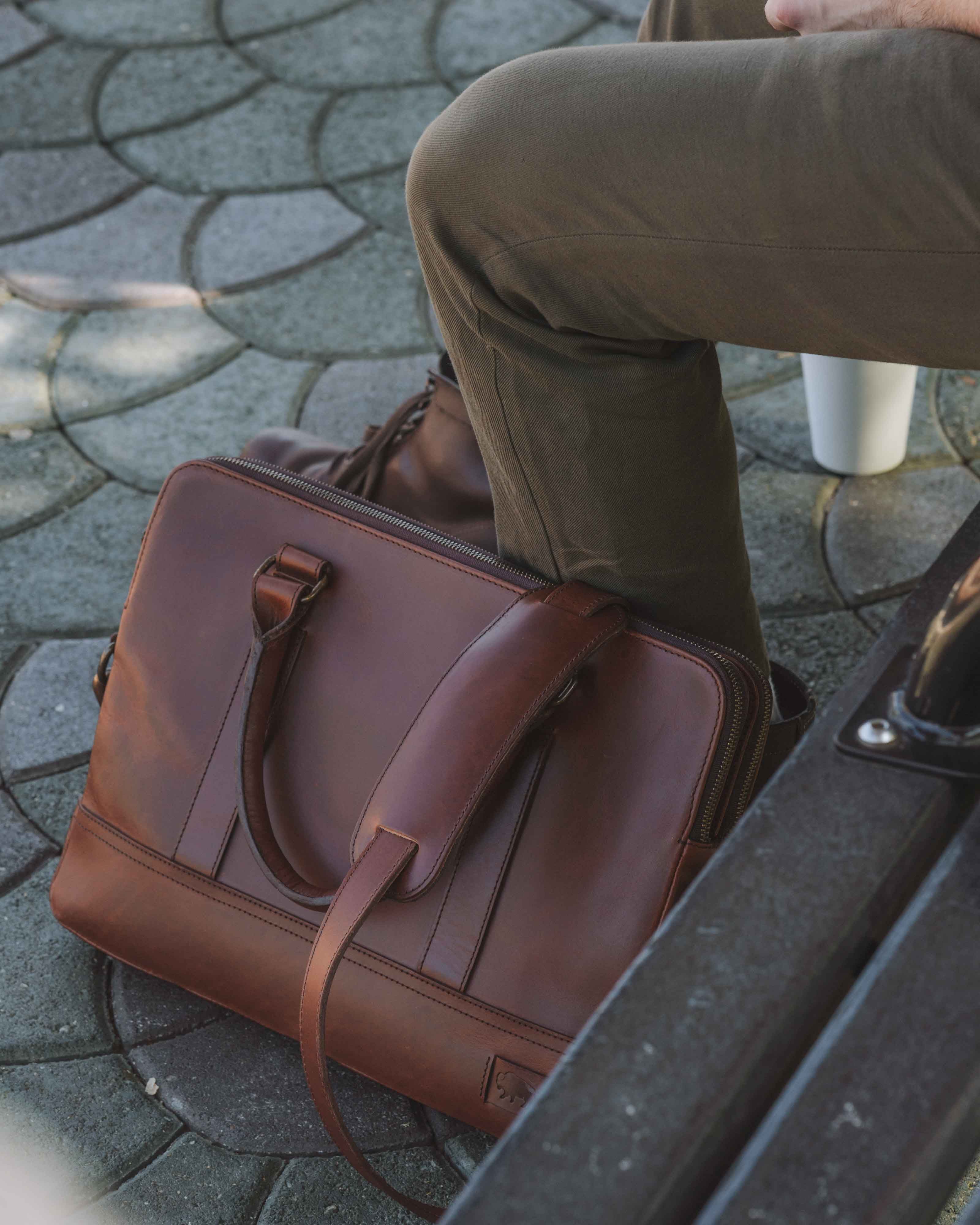 Men's Vintage Leather Attache Case Brown