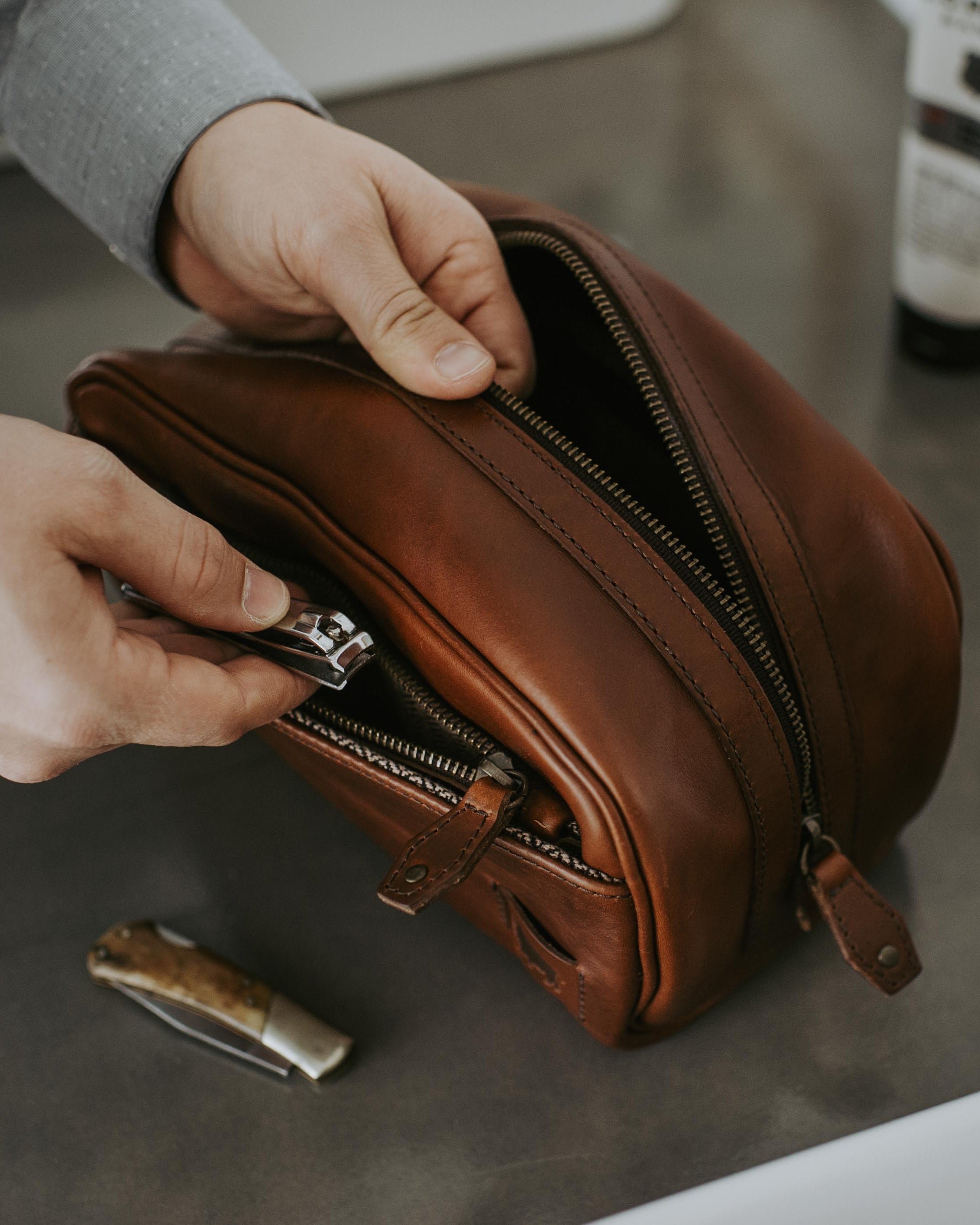 Modern Leather Dopp Kit | Elderwood hover