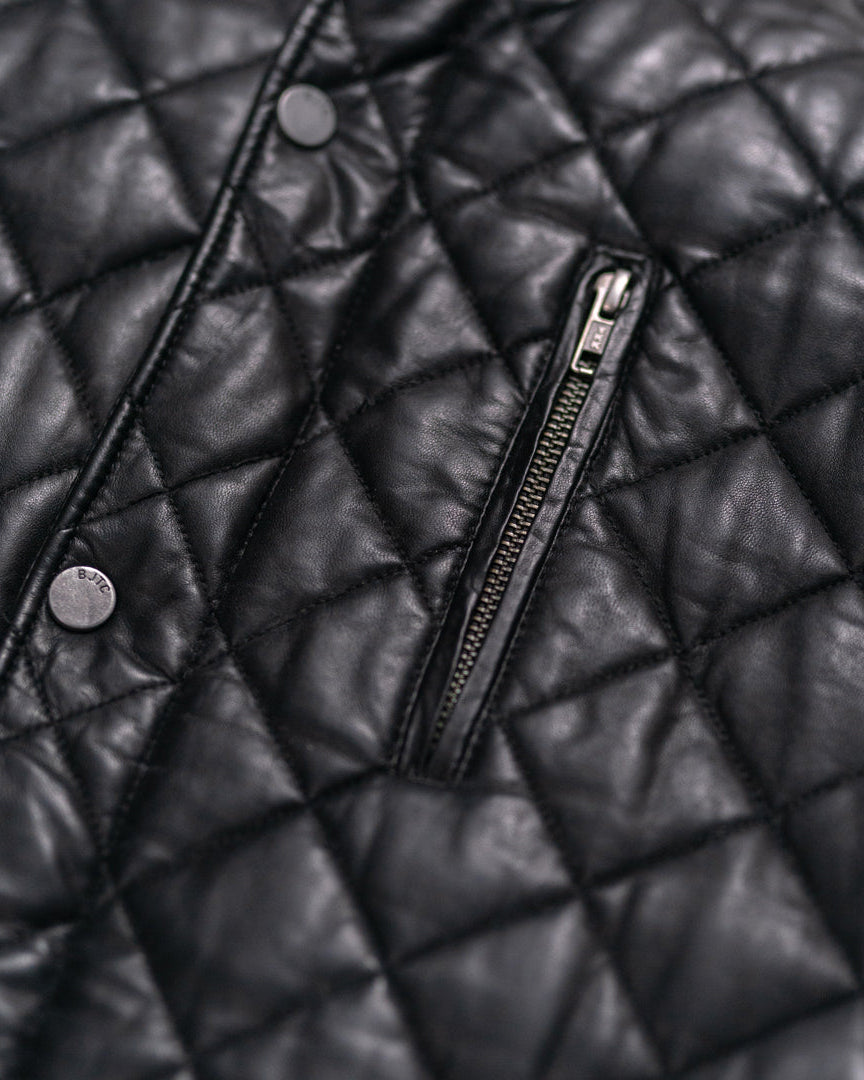 Expertly crafted from premium full-grain leather, this jacket promises durability and a refined appearance that improves with age.