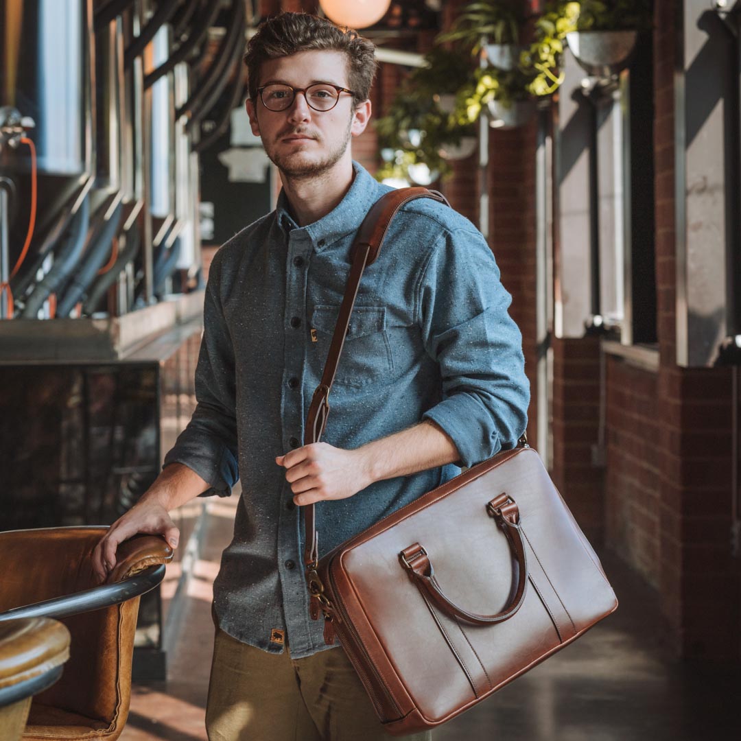 Modern Leather Briefcase | Elderwood